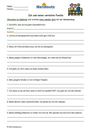 Writing: Idioms and Phrases 1 (Ich und meine Familie)