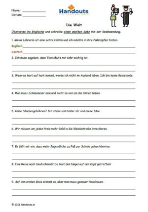 Writing: Idioms and Phrases 5 (Die Welt)