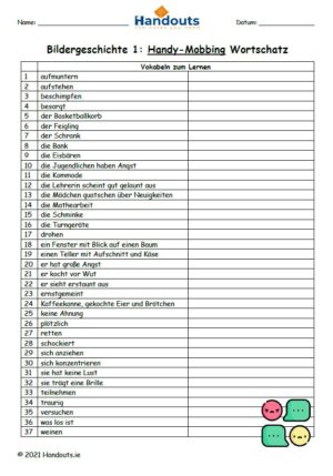 Oral: Bildergeschichte 1 (Vocabulary List)