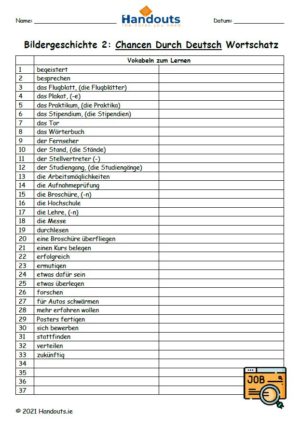 Oral: Bildergeschichte 2 (Vocabulary List)