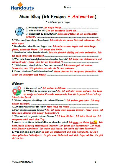 Writing: 66 Blog Questions and Answers - Handouts